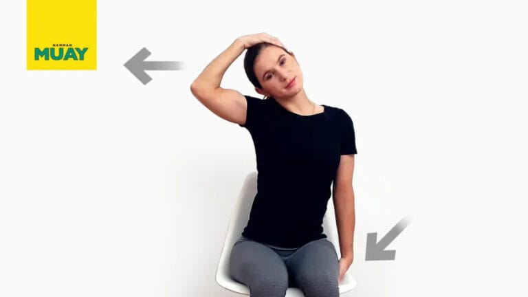 Stretching del trapezio superiore per rilassare collo e spalle